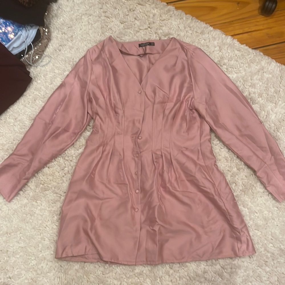 Pink Blouse Dress with Buttons